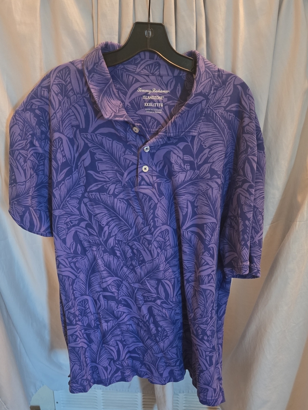 Tommy Bahama Purple Tropical-Leaf Polo